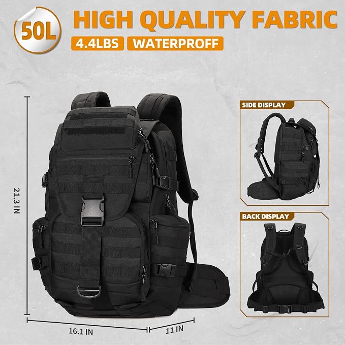 50L Military Tactical Backpack Hiking Waterproof Backpack Large Military Pack 3 - Image 2