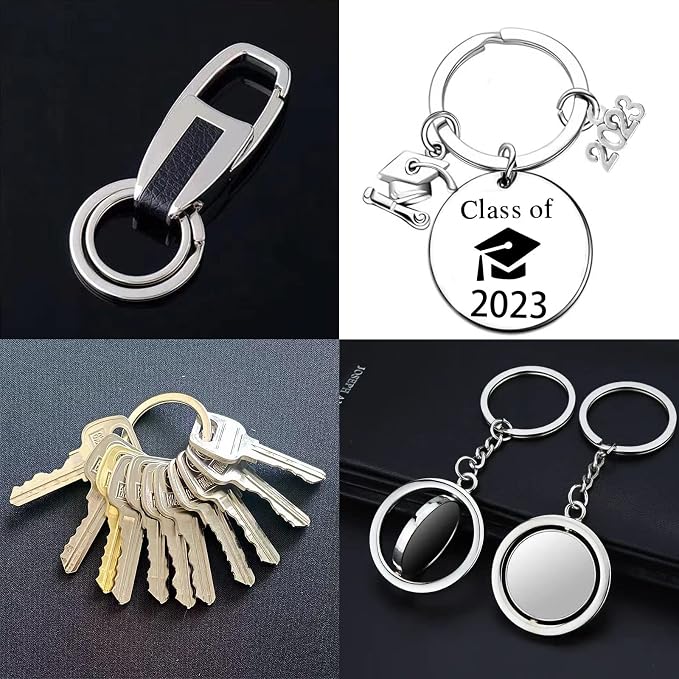 40 Pack Key Ring Keychain Mix 4 Sizes Silver Metal Flat Split Key Chains Rings - Image 7