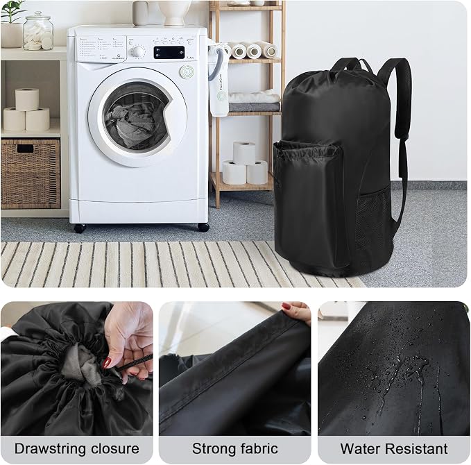 Polecasa Heavy Duty Backpack Laundry Bag, 29 x 13.5 Inches Hamper bag - Image 4