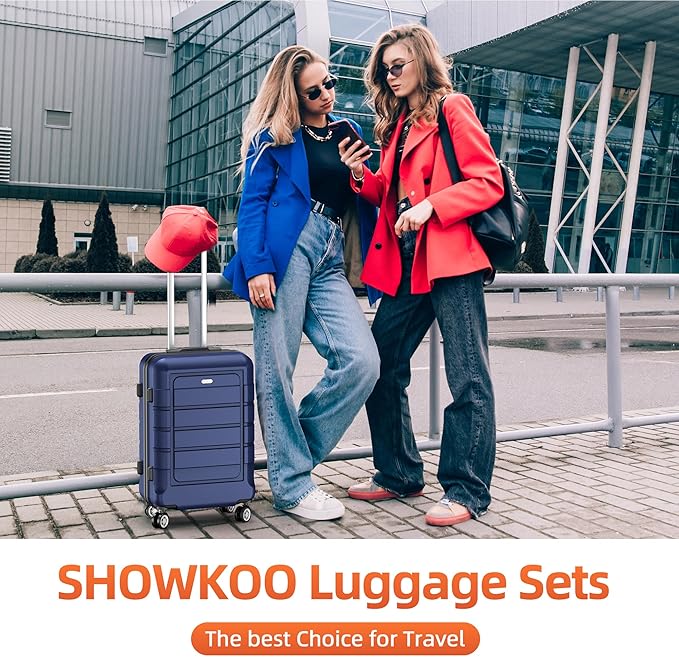 SHOWKOO Luggage Sets Expandable PC+ABS Durable Suitcase Double Wheels TSA Lock - Image 2