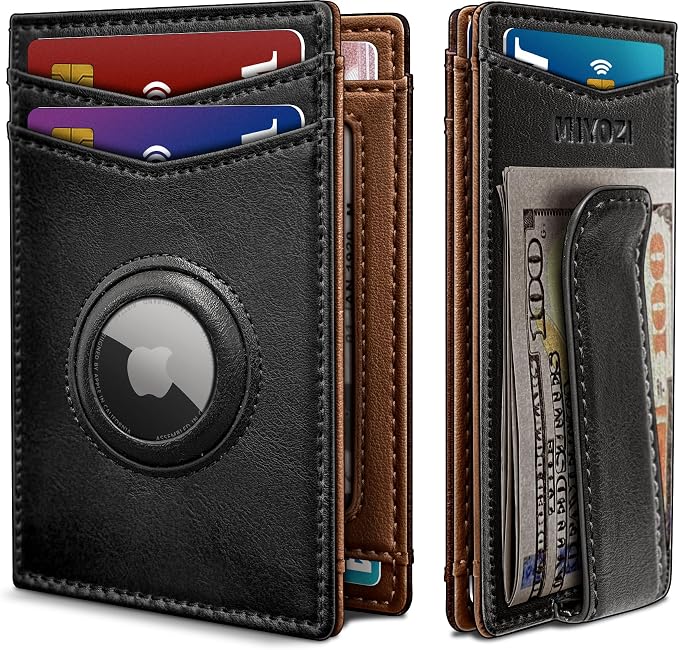 Airtag Wallet for Men- with Money Clip Gift Boxed, Magnetic Closure Slim by Miyozi