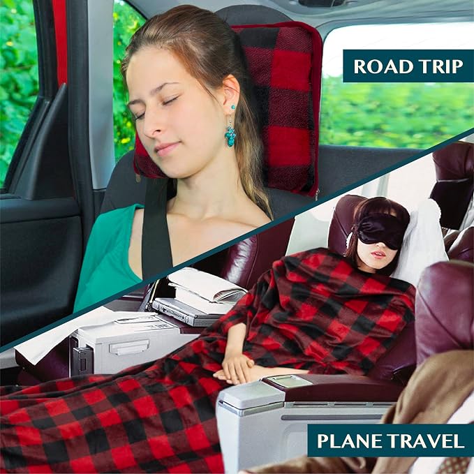 PAVILIA Travel Blanket and Pillow, Arms Opening Airplane Blankets - Image 6