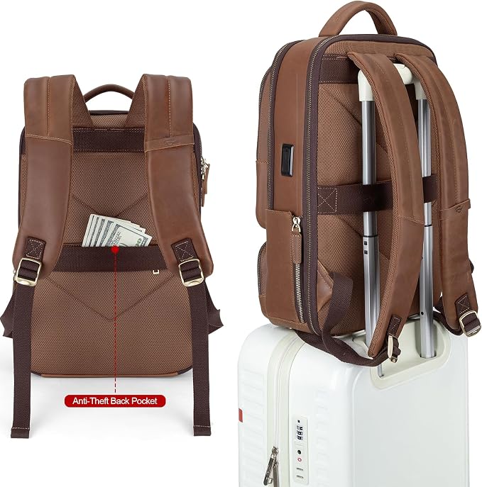 Tzowla Leather Laptop Backpack, Bag - Image 5
