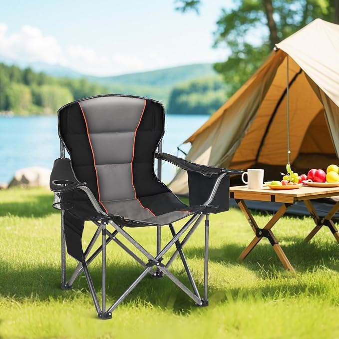 HIGH POINT SPORTS Oversized Camping Folding Chair, Heavy Duty Portable Lawn - Image 2