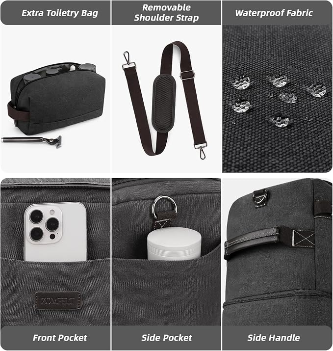 ZOMFELT Travel Duffle Bag for Men, Waterproof Canvas Overnight Duffel Bag - Image 6