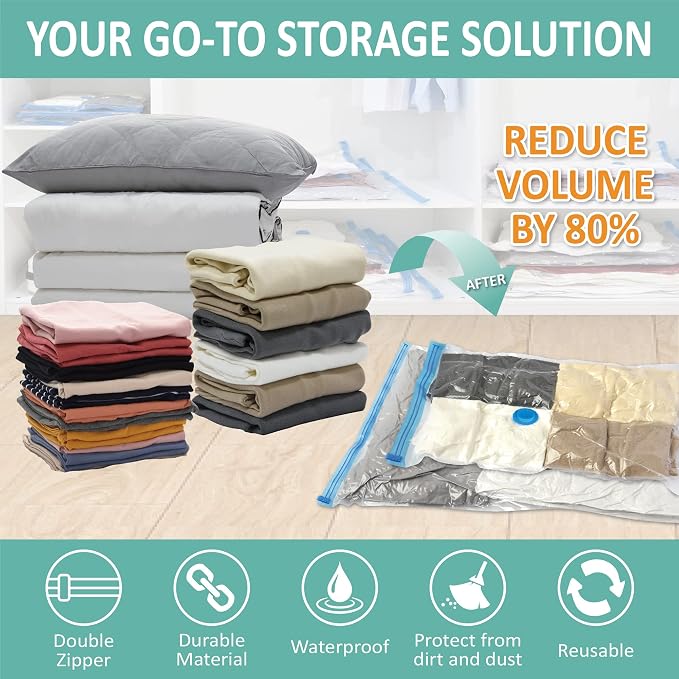 6 Pack Vacuum Storage Bags, Space Saver Bags Compression Storage Bags - Image 2