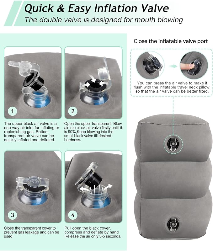 JefDiee Inflatable Foot Rest Pillow, Kids Airplane Bed, Adjustable 3 Layers - Image 6