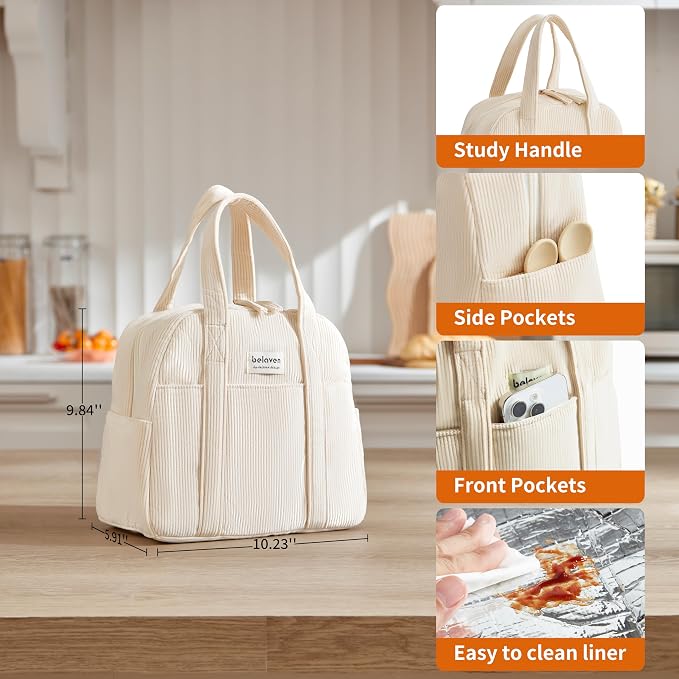 Insulated Lunch Bag for Women, 6-Hour Cold Retention Cooler Tote - Image 6