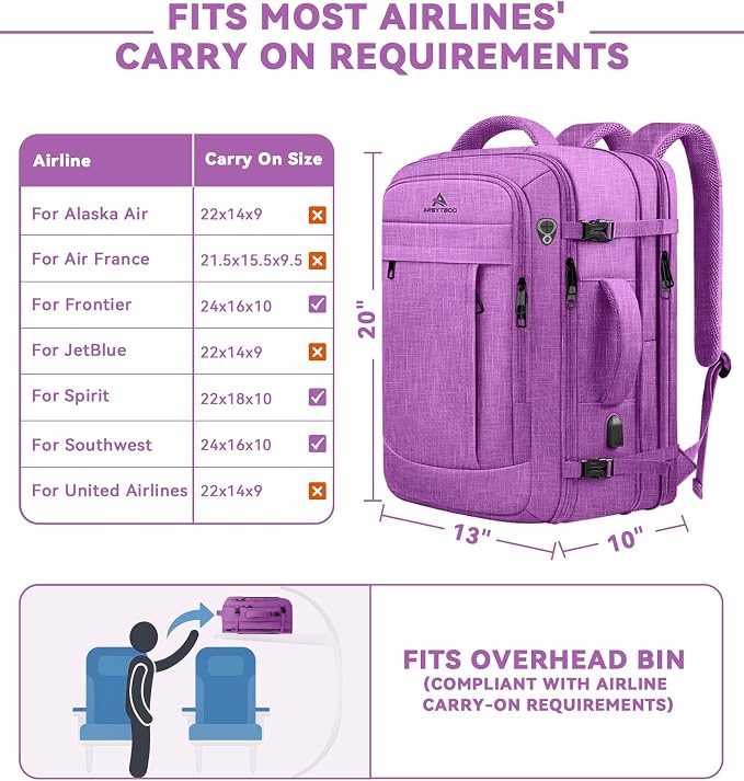 50L Carry On Backpack, Extra Large Laptop Backpack, Travel Backpack - Image 5