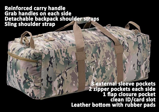 Large Military Duffle Bag Tactical Gear Load Out Bag Deployment Cargo Bag - Image 2