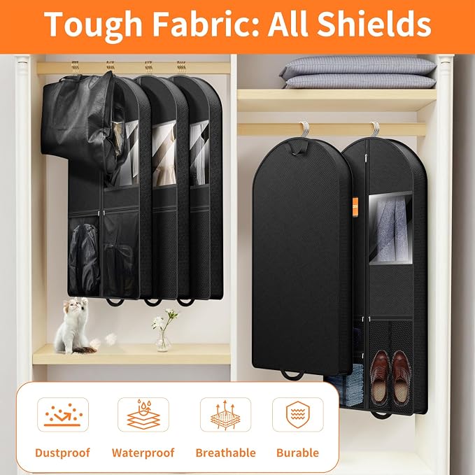 Suit Garment Clothes Travel Bag: 43 inch Lightweight Foldable Black Short - Image 5