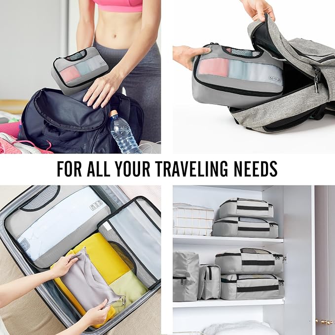 Veken 8 Set Packing Cubes for Travel Essentials, Suitcase Organizer Bags in 4 - Image 7