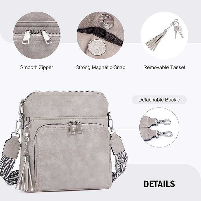 Crossbody Purse for Women, Lightweight Medium Crossbody Bag Soft Leather - Image 6
