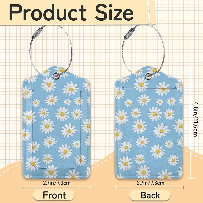 3 PCS Vintage Groovy Flowers Luggage Tags, Suitcase Tags Privacy Cover ID Label - Image 3