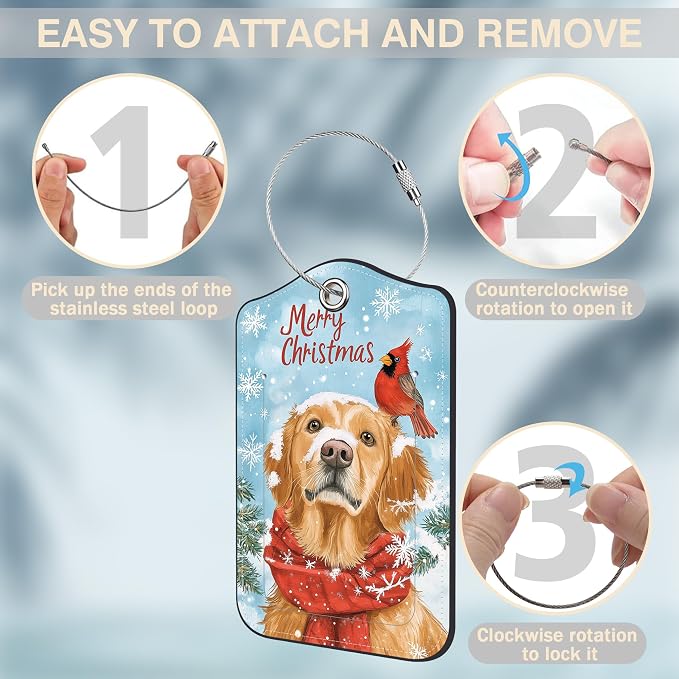 Set of 2 Christmas Dog and Red Cardinal Luggage Tags - Image 4
