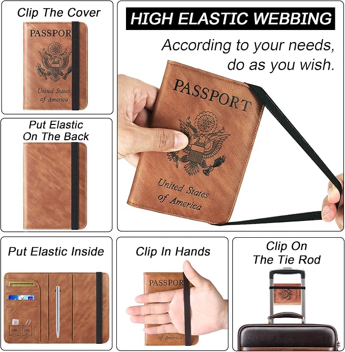 Passport Holder Cover Wallet Travel Essentials Leather Rfid Blocking Case - Image 3