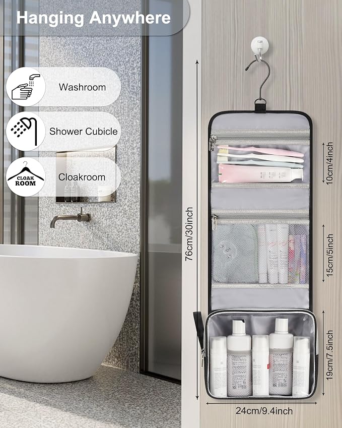 Small Hanging Toiletry Bag for Men and Women, Portable Hanging Organizer for - Image 3