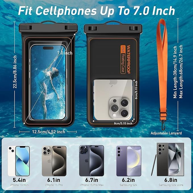 Marine IP68 Waterproof Phone Pouch, Floating Waterproof Dry Bag Compatible - Image 4