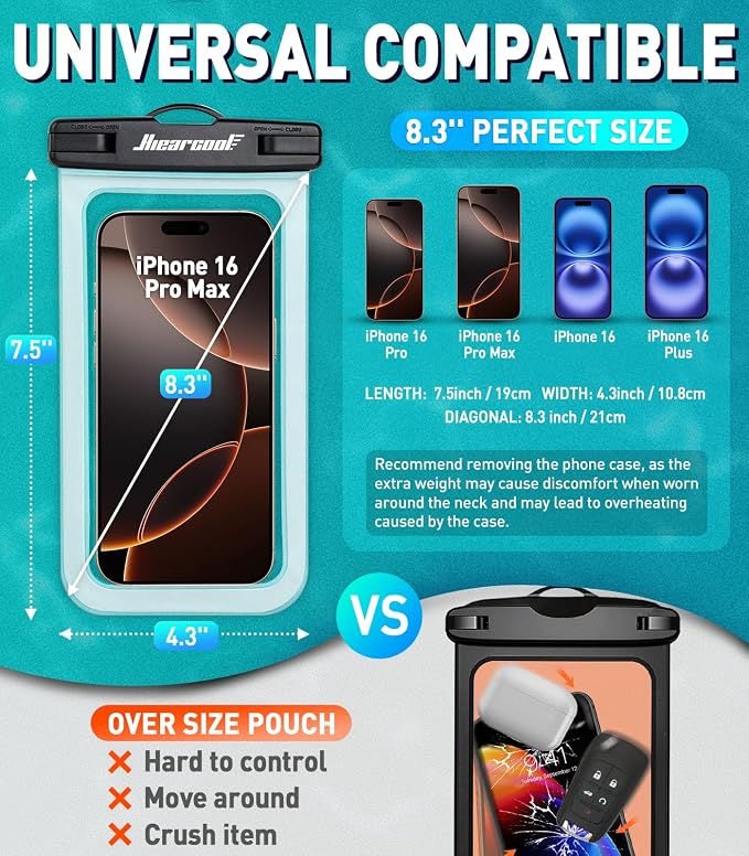 Hiearcool Waterproof Phone Pouch, Waterproof Beach Bag Compatible - Image 2