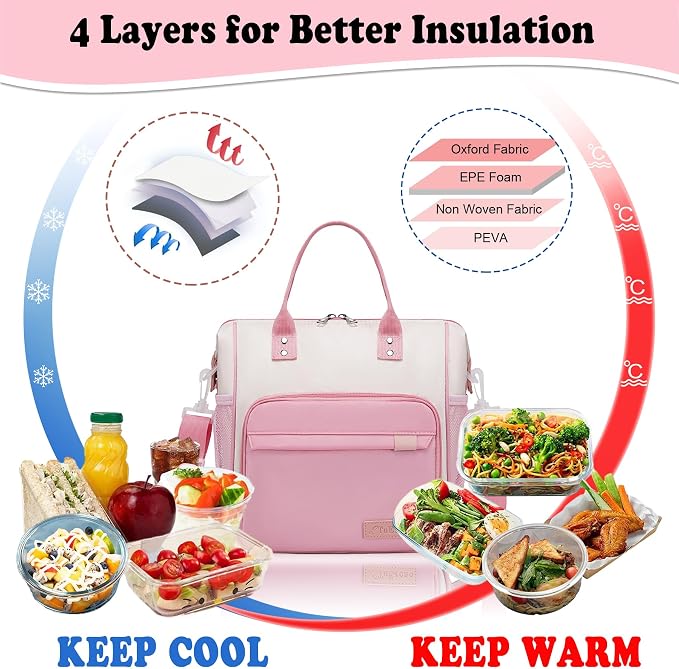Aesthetic Lunch Box for Women Preppy Insulated Lunch Bag for Young Ladies - Image 4