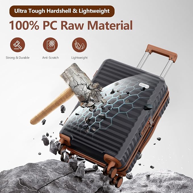 SHOWKOO Carry On Luggage Hardshell Lightweight Luggage Set, Suitcase - Image 3