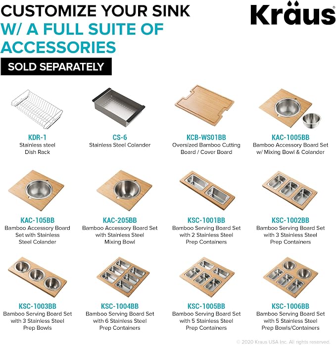 KRAUS Bellucci Workstation 33" Single Bowl Granite Kitchen Sink in Metallic - Image 14