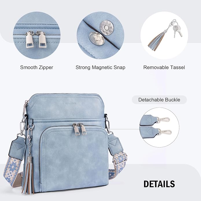 Crossbody Purse for Women, Lightweight Medium Crossbody Bag Soft Leather - Image 6
