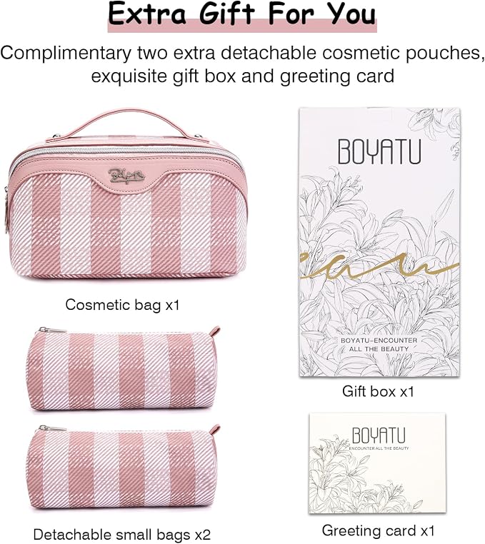 BOYATU Makeup Bag Travel Cosmetic Bag: 3 Pcs Set Portable Make up Bags - Image 6