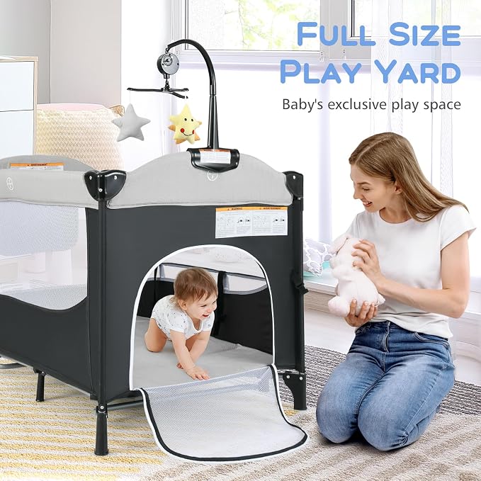 INFANS Pack and Play, 5 in 1 Baby Bedside Sleeper - Image 5