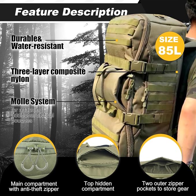 3 In 1 Military Backpack Travel Duffle Bag - Image 6