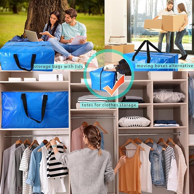 2 Pack Heavy Duty Extra Large Moving Bags Storage Tote - Image 6