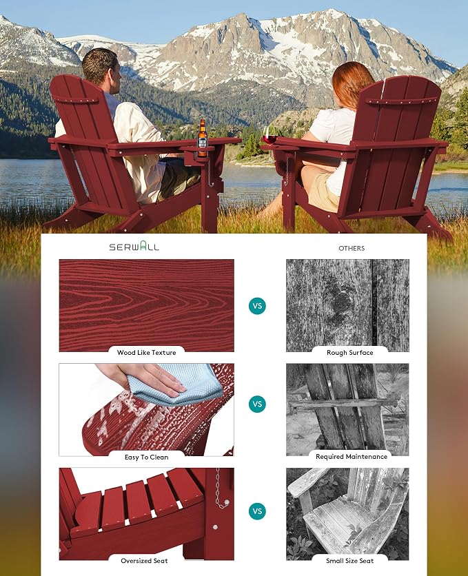 SERWALL Adirondack Chair with Cup Holders - Image 4