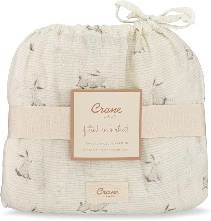Crane Baby 100% Organic Cotton Gender Neutral Animal Nursery Bedding, Fitted - Image 7
