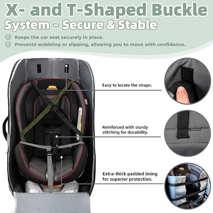 Car Seat Travel Bag for Airplane – Padded Carseat Backpack Carrier for Airport - Image 3