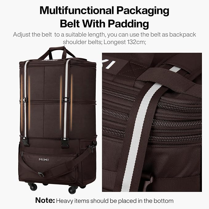 mixi Travel Bag with Wheels Expandable Foldable Luggage Bag Collapsible Rolling - Image 3