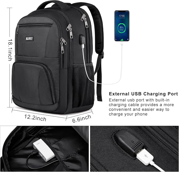 School Backpack for Teen Boys, 15.6 Inch Anti Theft Laptop Bookbag - Image 4