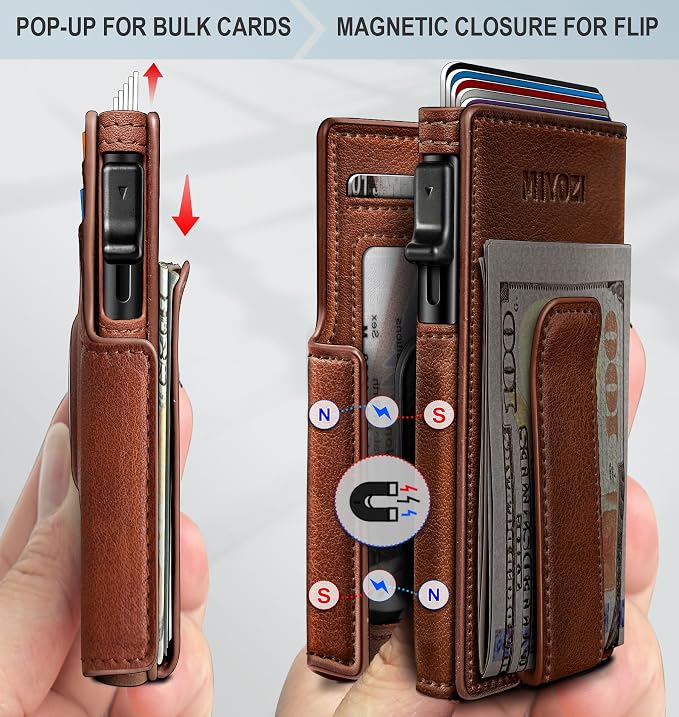 Airtag Wallet for Men, with Money Clip 10 Cards Metal Case Smart Slim Pop Up - Image 3