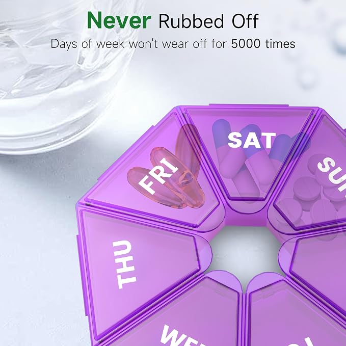 Weekly Pill Organizer, 2 Pack Portable Pill Box Medicine case 6 Colors New - Image 4