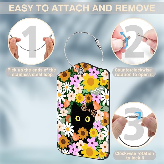 2 Pack Luggage Tags for Suitcases Cute Cat - Image 4