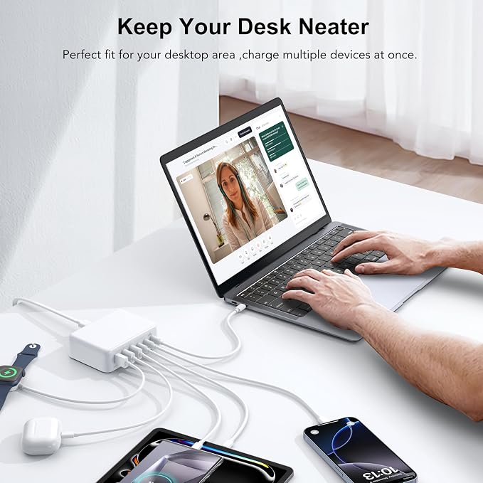 USB C Fast Charger Block, 150W 6 Port Desktop PD GaN Fast Charger Charging - Image 4