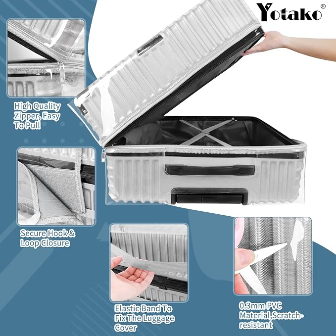 Yotako Upgraded Zippered Clear PVC Suitcase Cover, 20 Inch Luggage Covers - Image 3