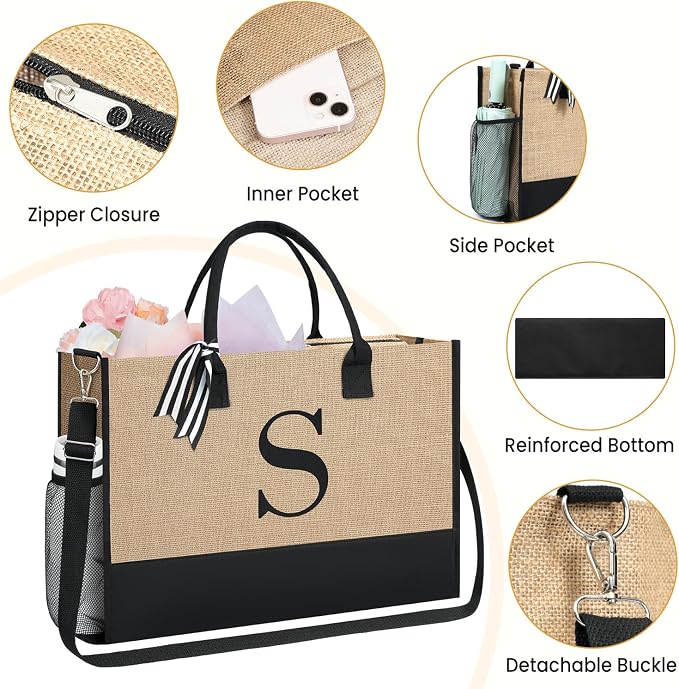 BAGAIL Initial Tote Bag, Personalized Birthday Gifts - Image 6