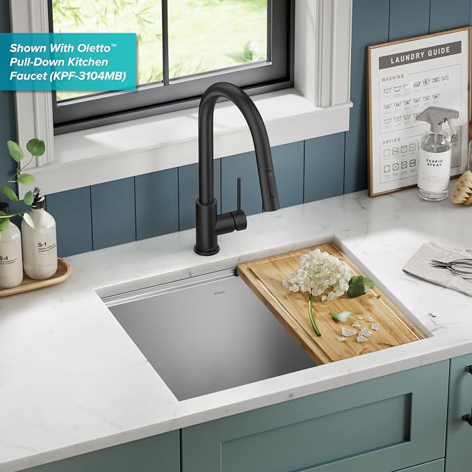 KRAUS Kore 23-Inch Undermount Workstation Single Bowl 16 Gauge Deep Laundry - Image 2