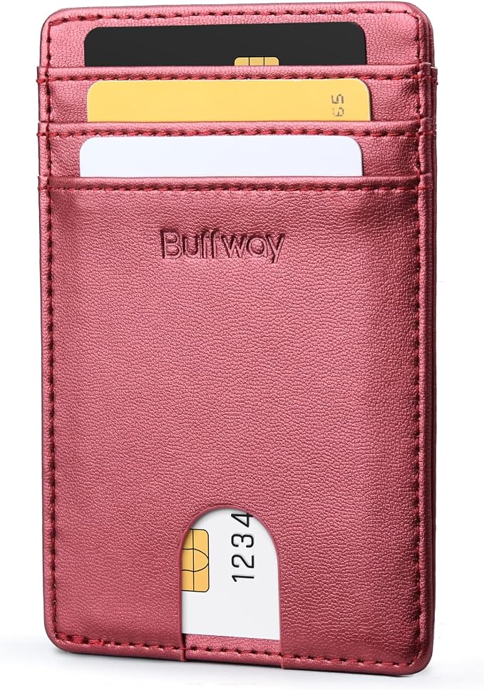 Buffway Mens Slim Wallet, Minimalist Thin Front Pocket Leather Credit Card by Buffway