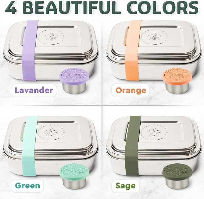 Everusely - Bento Box - Sage, 27oz / 0.8 L - Stainless Steel Lunch Box - 3 - Image 7