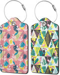 Pink Flamingo Luggage Tags, 2 Pack Tropical Palm Leaves Luggage Tag, Leather by Unknown