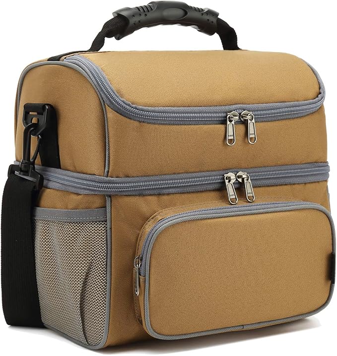 FlowFly Double Layer Cooler Insulated Lunch Bag Adult Lunch Box Large Tote Bag by FlowFly