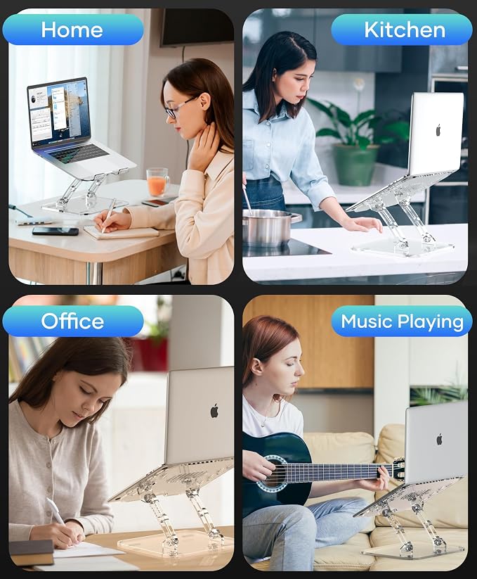 2 Pack Acrylic Laptop Stand for Desk, Adjustable Ergonomic Laptop Riser - Image 9
