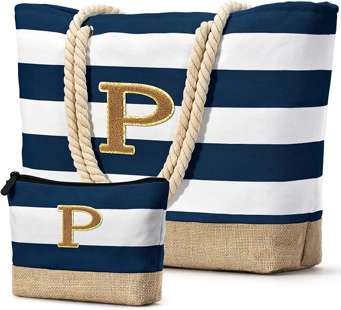 Becokan Beach Bag Initial Beach Tote by BecokanBeachBagSpecialist