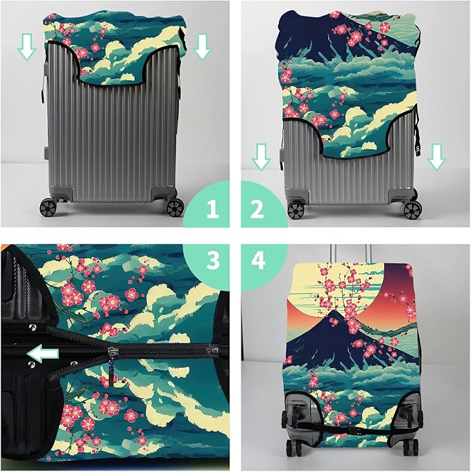 Luggage Cover Suitcase Protector + Luggage Tag, Landscapes Sakura Mount Fuji - Image 7